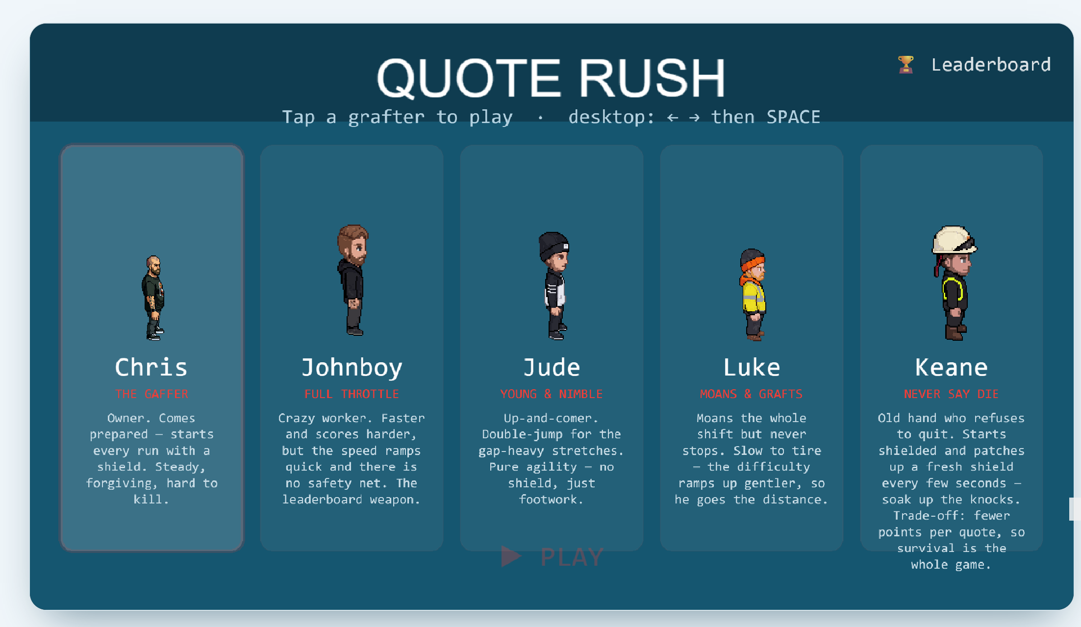 Screenshot of Quote Rush
