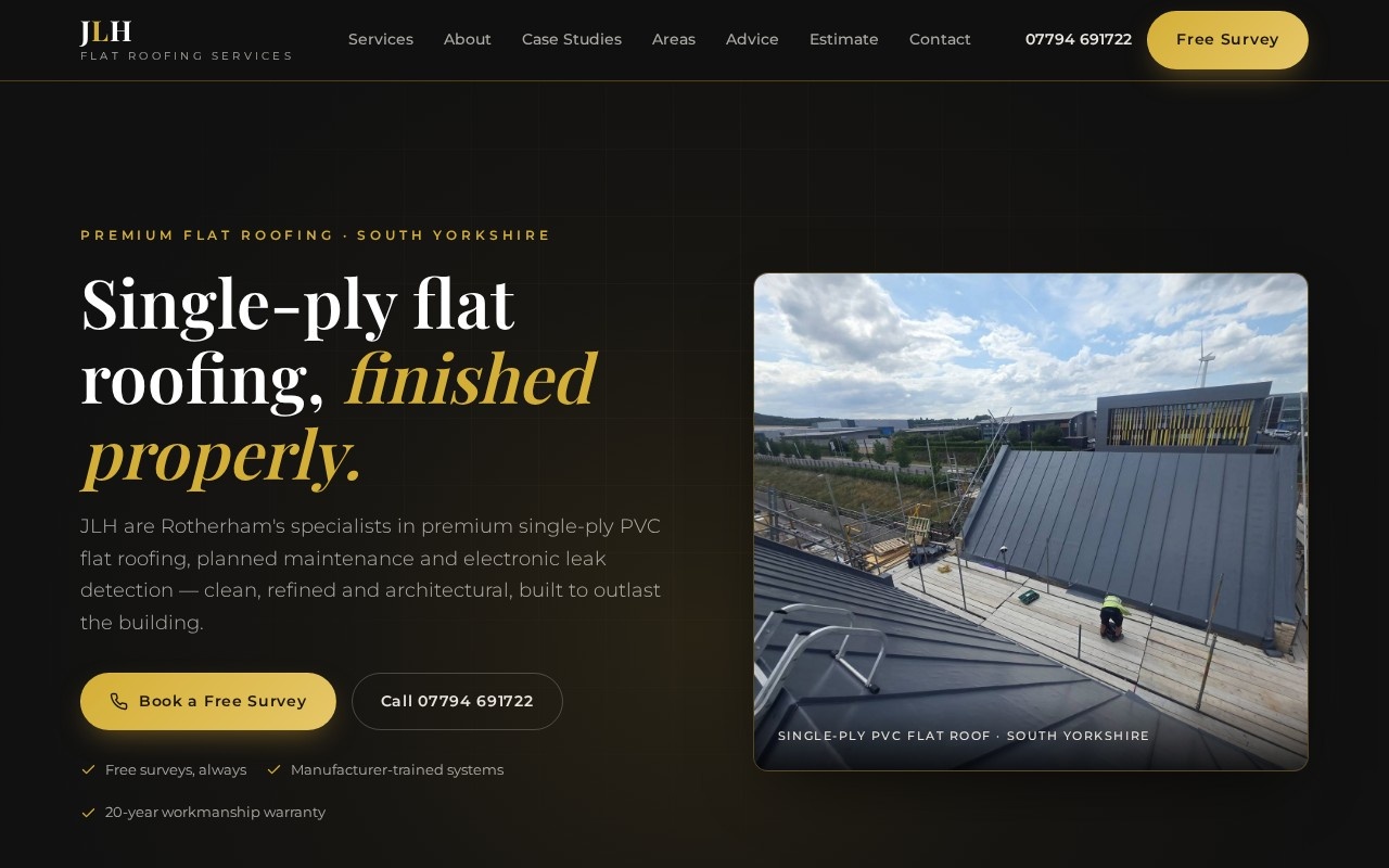 Screenshot of JLH Flat Roofing Services