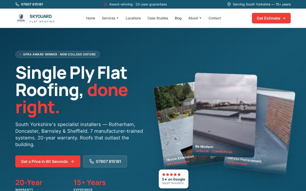 Screenshot of Skyguard Flat Roofing