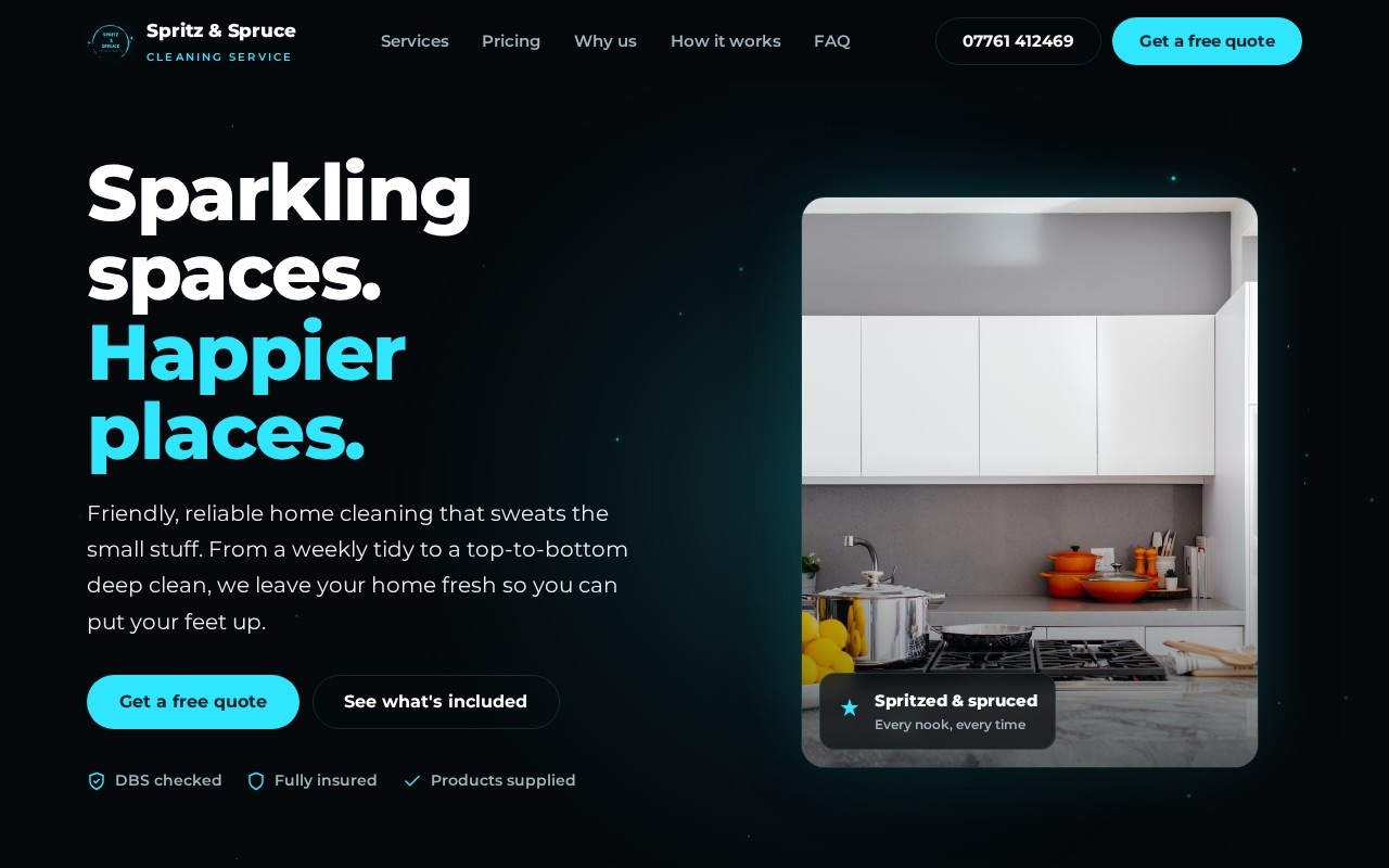 Screenshot of Spritz & Spruce Cleaning Service