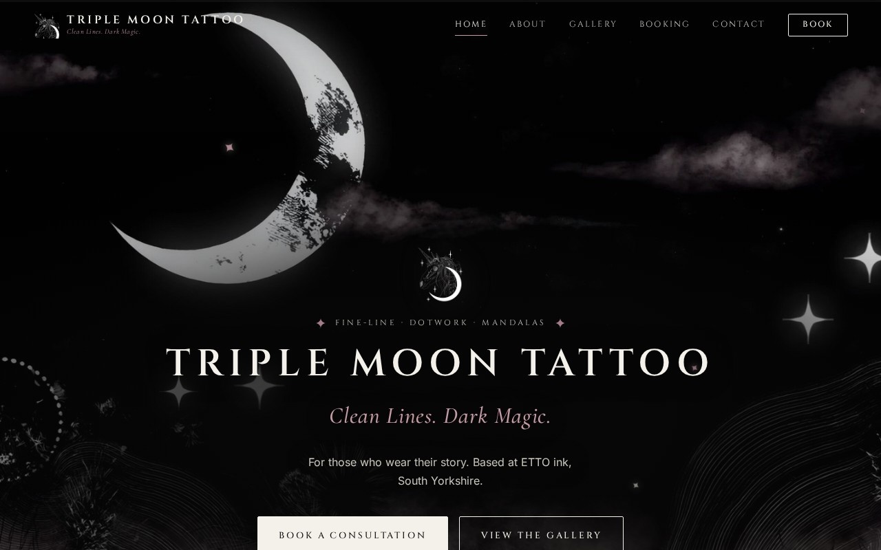 Screenshot of Triple Moon Tattoo